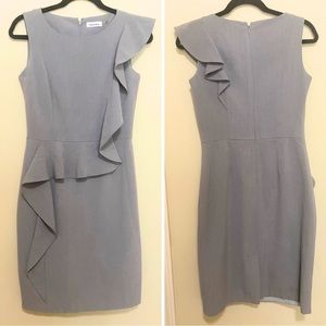 Calvin Klein Peplum Grey Dress Sz 6